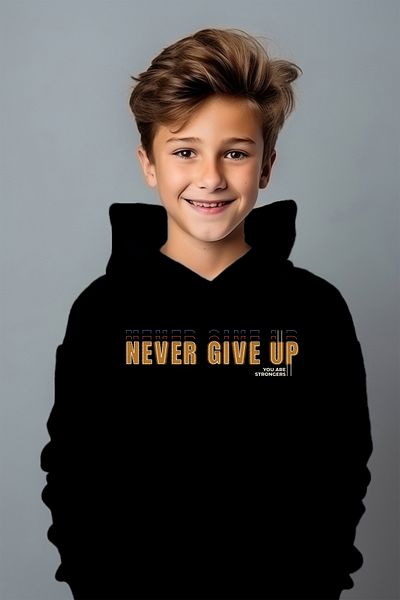 ADA BEBEK ÇOCUK Големи суичър с щампи Never Give Up за момче
