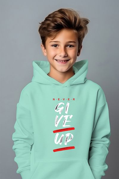 ADA BEBEK ÇOCUK Φούτερ για αγόρι λευκό Give Up με στάμπα oversize