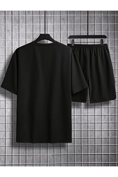 WNWGKN Uniszex fekete nyomott alsó felső rövidnadrág pólókészlet