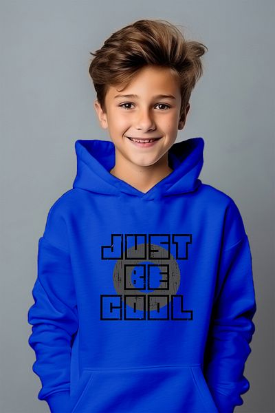 ADA BEBEK ÇOCUK Hanorac oversize cu imprimeu Just Be Cool negru pentru băiat