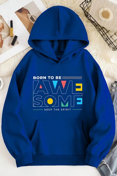 ciwi&life Unisex 2ip Raised AWE SOME Φούτερ με στάμπα Sax Oversize