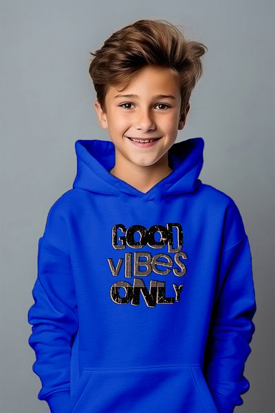 ADA BEBEK ÇOCUK Hanorac oversize cu imprimeu Good Vibes pentru băiat