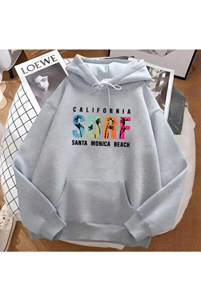 WAMI Φούτερ Unisex 2ip Raster CALIFORNIA SURF με στάμπα γκρι oversize