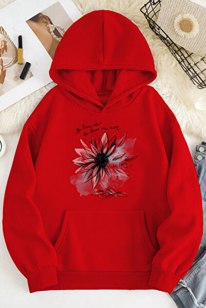 mw memowear Hanorac oversize roșu cu imprimeu HE LOVE unisex 2ip