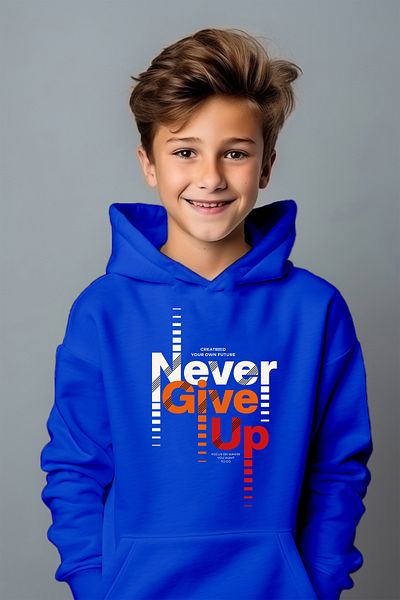 ADA BEBEK ÇOCUK Hanorac oversize imprimat Give Up pentru băieți