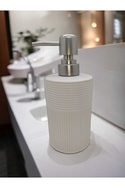 Mucha Lüks Porselen Beyaz İskandinav Banyo Mutfak Sıvı Sabunluk Bulaşık Deter...