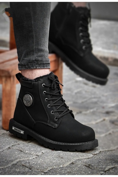 Genel Markalar Alaska Soğuğa Dayanıklı Kürklü Kaymaz Taban Fermuarlı Erkek Si...