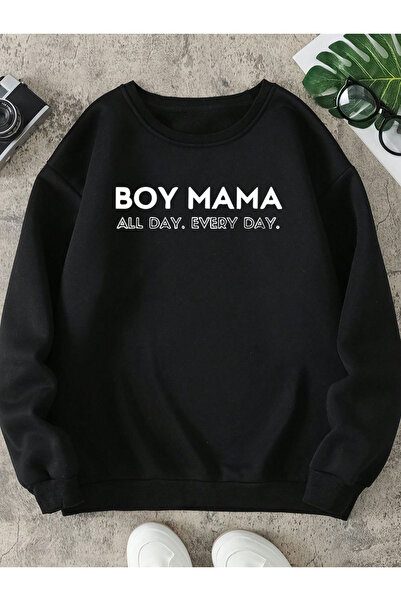 BEGRİFF سويت شيرت بوي ماما مكتوب للجنسين