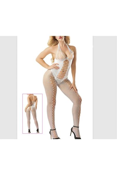 NARIYA Women's Plus Size Fancy Mesh Detailed Lace Evening Outfit Special Costume Body Stocking Bodysuit