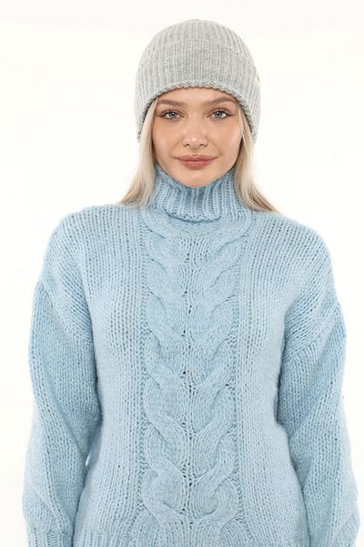 Aghilo Gray Women's Winter Corded Wool Beret