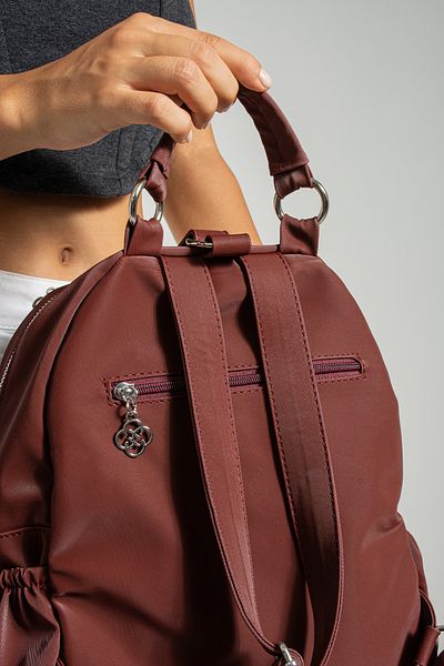 MELAMS Covered Lock Detailed Zippered Inner Lined, Compartmented Satin Fabric Hand Strap Backpack and Shoulder Bag