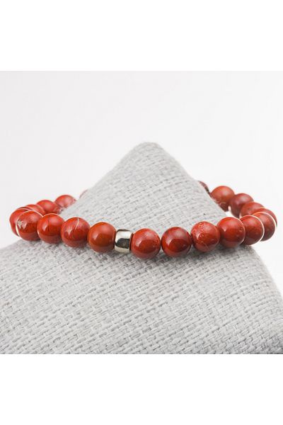 Taşta Moda 8 mm Red Jasper Jewelled Bracelet