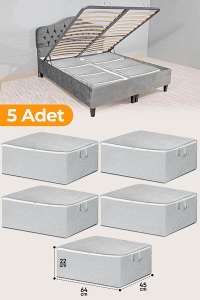 Serstil 5 Pieces - Sofa Bed Base Type Storage Bag - Large Size Storage Bag Under Base 64 X 45 X 22 Cm