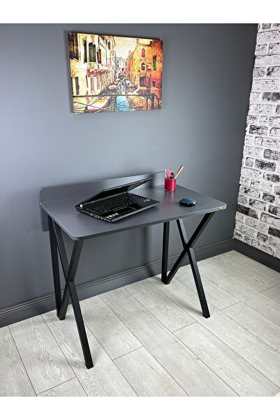 hey modüler mobilya Hayal Antrasit Gri Çalışma Masası Bilgisayar Ofis Masası Metal Siyah Ayaklı 90 cm