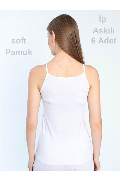 socksbox Γυναικείο λουράκι σχοινιού 6 τεμαχίων από μαλακό βαμβακερό μεταξένιο υφή Λευκό εσώρουχο Srn Series