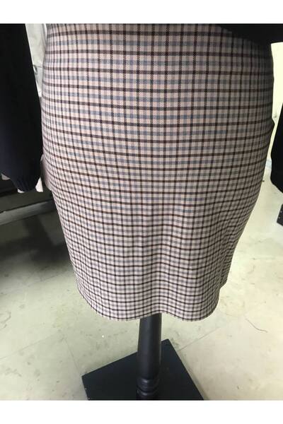 purple pi kadın kareli mavi çizgili mini etek