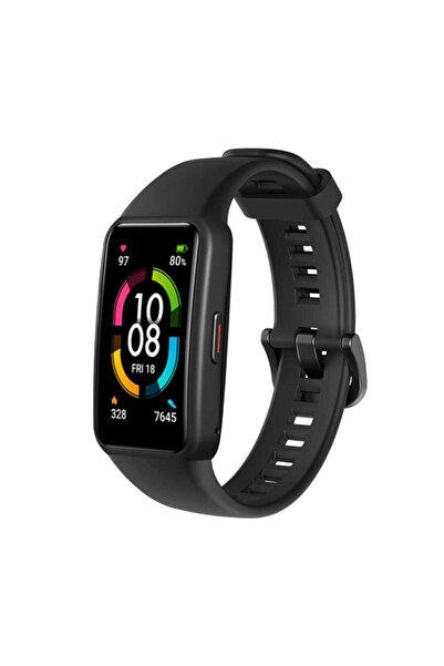 KRETON Huawei Honor Band 6 Ile Uyumlu Tokalı Siyah Silikon Kordon Kayış