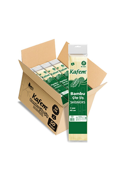 KAFEM Bambu Çöp Şiş 40 Cm 5 Mm 25 Li X 50 Paket
