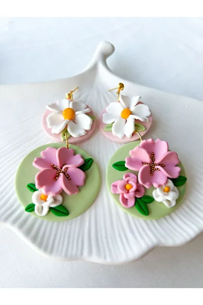 TREND Colorful Floral Spring Concept Dangle Polymer Earrings
