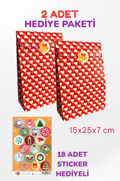 İstisna 2 Special Design Christmas Gift Package - Valentine's Day Paper Bag Sticker Gift