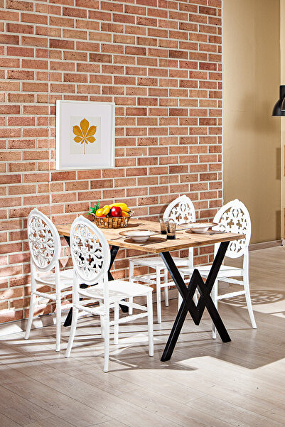 MOBETTO Matrix Wega Atlantik Çam / Venüs Mutfak Masa Takımı - Beyaz