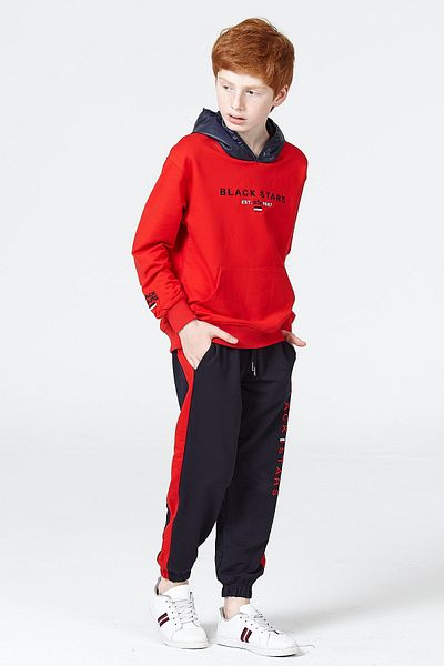 Black One Hooded Long Sleeve Boy's Tracksuit Set