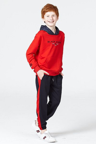 Black One Hooded Long Sleeve Boy's Tracksuit Set