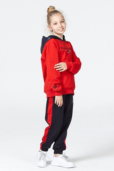 Black One Hooded Long Sleeve Girl's Tracksuit Set