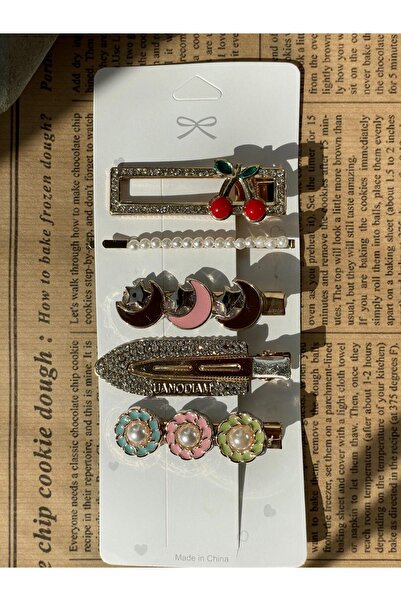 SUBU TASARIM 5-каменна металева бічна шпилька червоного кольору SBT1743