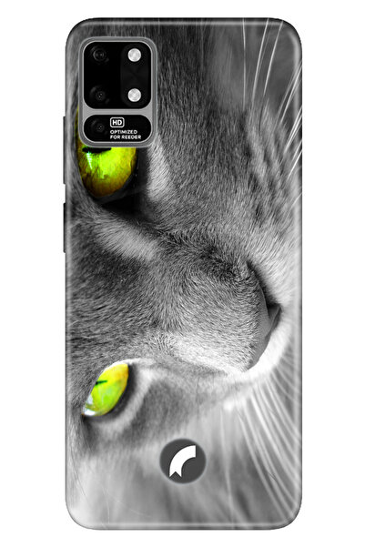 Reeder S19 Max Uyumlu Kılıf Silikon Desenli Resimli Kapak Sarı Göz Kedi