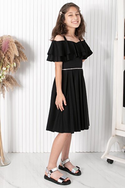 SUBU TASARIM Βραδινό φόρεμα με λεπτομέρεια στο μανίκι Μαύρο MDV326