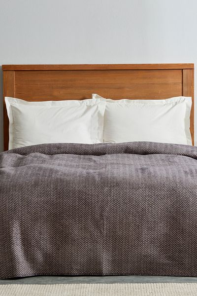 Karaca Home Sandra Gray Fish Back Patterned Double Cotton Blanket