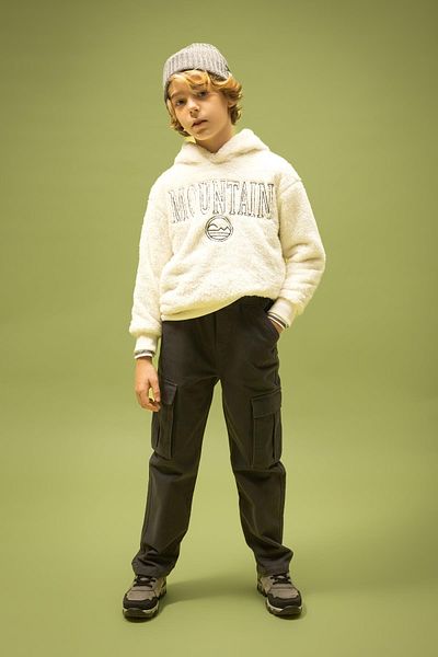 DeFacto Boy's Plush Hooded Oversize Sweatshirt - Welsoft B1734A823Wn