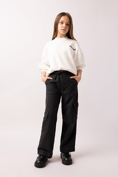 DeFacto Girl's Wide Leg Cargo Wide Leg Cotton Trousers A4857A823Wn