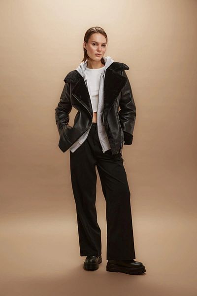 DeFacto High Waist Wide Leg Collet Pants - Basic B0894Ax23Au