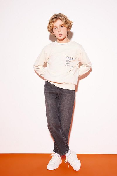 DeFacto Boy's Crew Neck Pocket Printed Sweatshirt B5371A823Wn