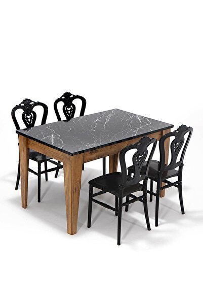 MOBETTO Avrupa / Carisma Mutfak Masa Takımı 1 Masa 4 Sandalye - Siyah