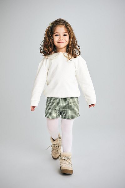 DeFacto Baby Girl Long Sleeve Corduroy T-Shirt Patterned Shorts Pantyhose 3-Piece Set