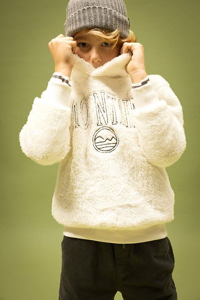 DeFacto Boy's Plush Hooded Oversize Sweatshirt - Welsoft B1734A823Wn