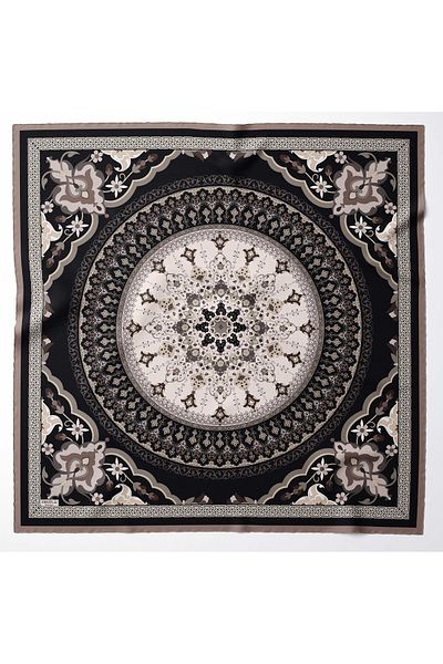 hijabchi Μεγάλο μεταξένιο κασκόλ Sura Rayon - Μαύρο - Βιζόν - 120 X 120 cm