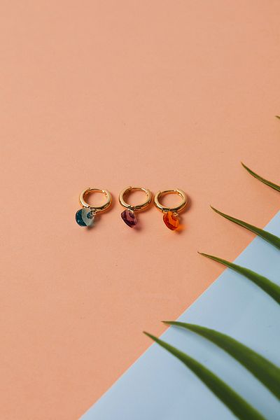 Elika Silver Women's 3-Piece Colorful Hoop Model Bijouterie Earrings