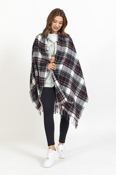 LadyColor Plaid Wool Shoulder Shawl - 70x200 Cm - Durable Acrylic