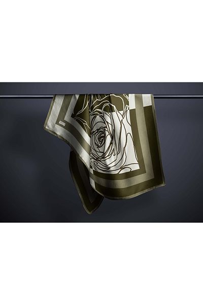 hijabchi Μεγάλο μεταξένιο κασκόλ Sura Rayon - Χακί - 120 Χ 120 εκ.