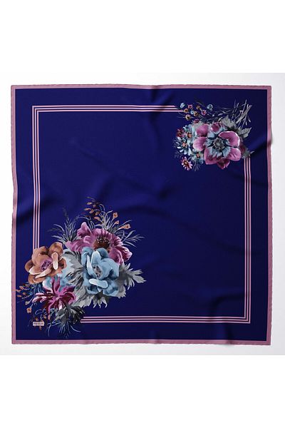hijabchi Μεγάλο μεταξένιο κασκόλ Sura Rayon - Navy Blue - 120 X 120 cm