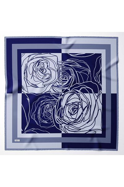hijabchi Μεγάλο μεταξένιο κασκόλ Sura Rayon - Navy Blue - 120 X 120 cm