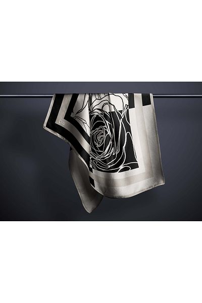hijabchi Μεγάλο Μεταξένιο Φουλάρι Sura Rayon - Μαύρο - 120 Χ 120 Εκ