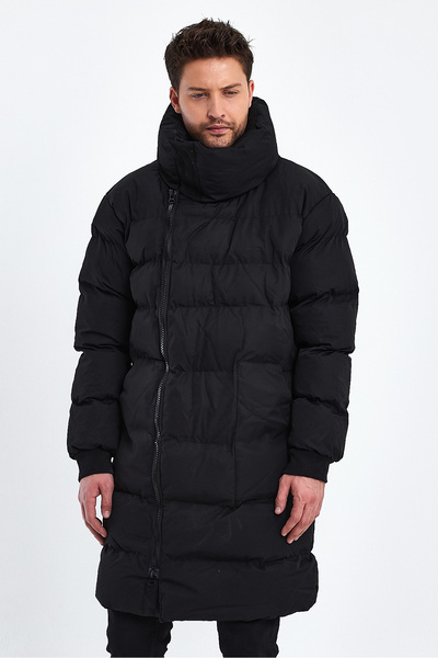 bolat butik ERKEK UZUN SİYAH ŞİŞME MONT