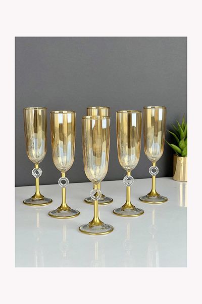 Paşabahçe Luxury Pasabahce Amore Bal Luster 6-Piece Coffee Side Glasses