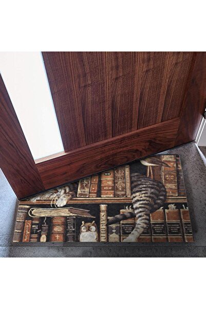 Monnhein Dekoratif Kapı Önü Paspası, Dış Mekan/ev Içi/ Kapı Paspasları (UYKUCU KEDİ)