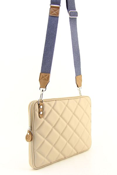 HNB Unisex Mink 13 & 14 Inch Quilted Laptop and Tablet Case with Cross Column Strap